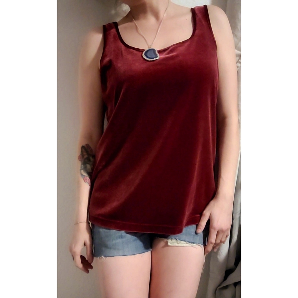 Velvet tank top - retro maroon - Size Lg.